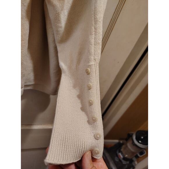Pure J Jill Women's XL Beige Cream Textured Knit Open Front Cardigan Longer - Picture 3 of 4